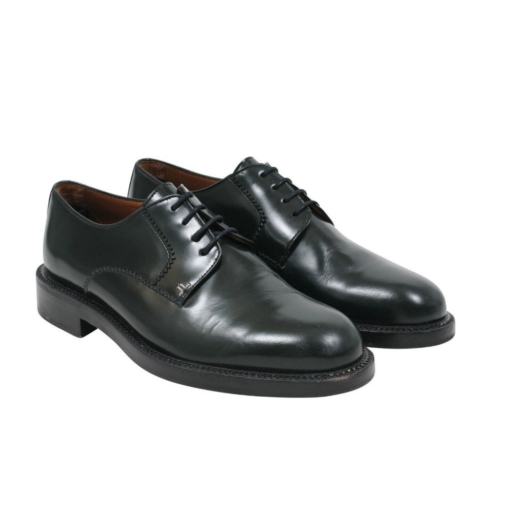 Lanvin Men's EU43 US10 Emerald Green Leather Wing Tipped Derby's Oxfords Creps